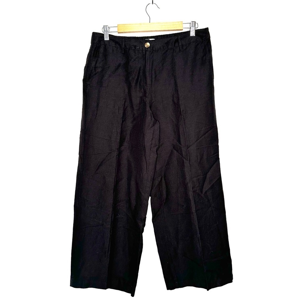 J. Jill | Black Linen Blend Wide Leg Pants Size 12 Petite
